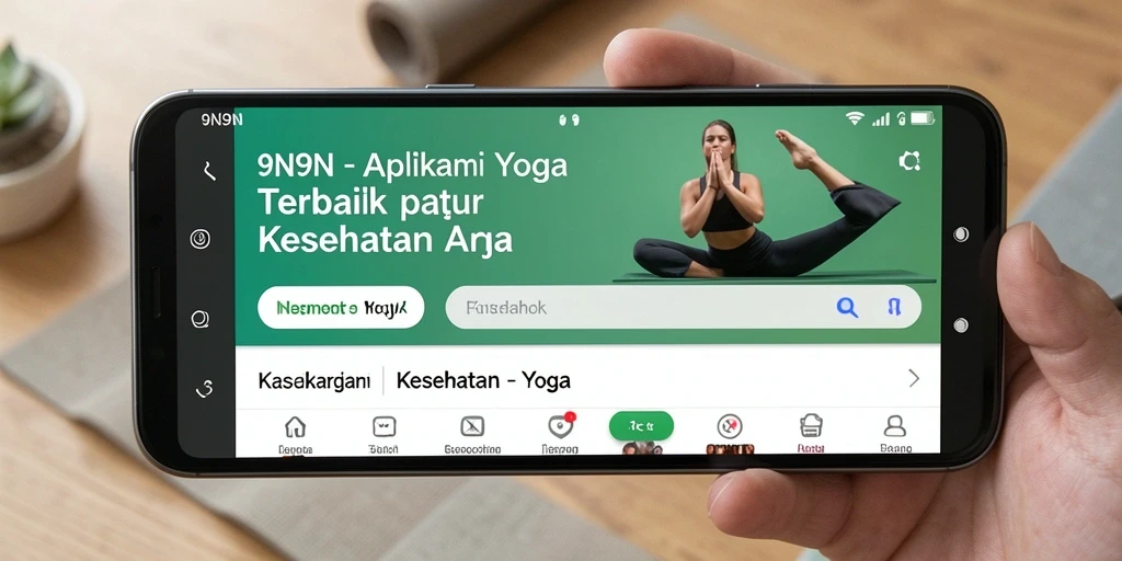 Tampilan antarmuka aplikasi Yoga 9N9N dengan berbagai pilihan sesi.