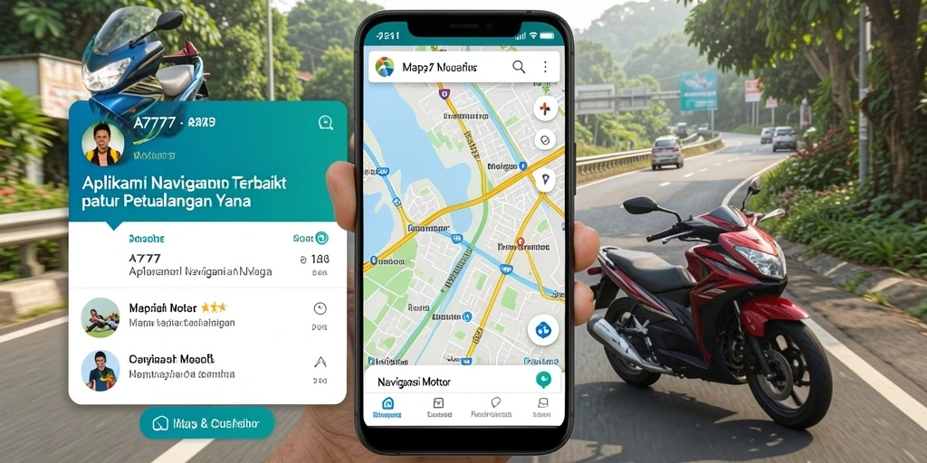 Tampilan antarmuka A7777 untuk navigasi motor yang intuitif.