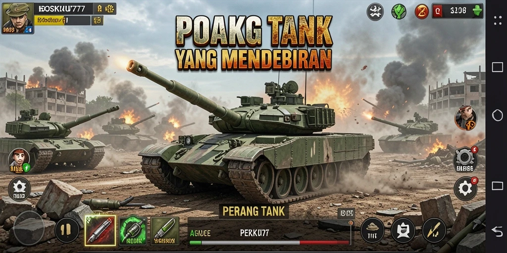 Antarmuka menarik dari permainan Perang Tank BOSKU777.