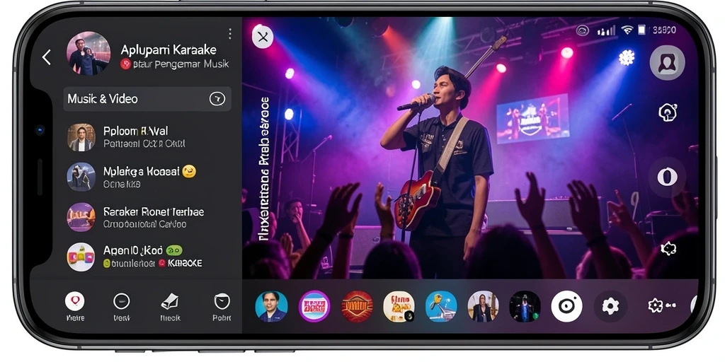 Tampilan antarmuka F32 dengan fitur karaoke yang mudah digunakan.