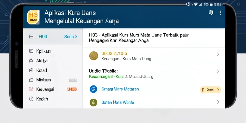 Tampilan antarmuka H03 yang ramah pengguna untuk memantau kurs mata uang.