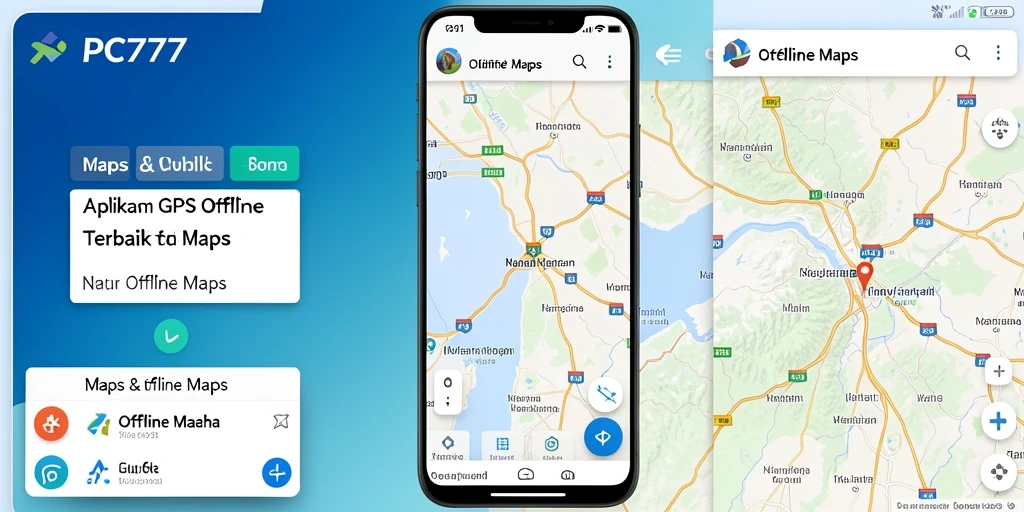 Tampilan antarmuka aplikasi GPS Offline Maps PC777 yang sederhana dan informatif.